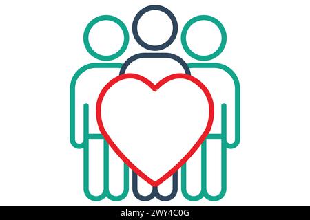 human right icon. people and heart. icon related to ESG. line icon style. design vector illustration Stock Vector