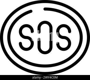 SOS distress signal icon outline vector. Emergency alert. First aid support hotline Stock Vector