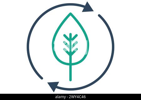 ecology icon. leaf in circle and arrow. icon related to ESG. line icon style. nature element illustration Stock Vector