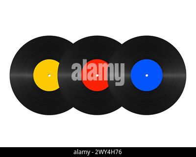 set of abstract vinyl discs on a white background Stock Photo