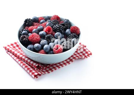 Fresh assortment berries isolated on white background Stock Photo