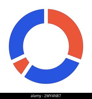 Pie chart segments 2D linear cartoon object Stock Vector