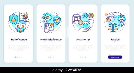 Principles of bioethics onboarding mobile app screen Stock Vector