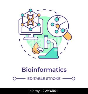 Bioinformatics multi color concept icon Stock Vector