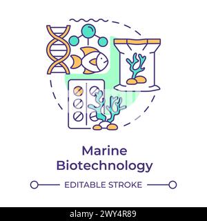 Marine biotechnology multi color concept icon Stock Vector