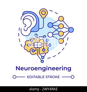 Neuroengineering multi color concept icon Stock Vector