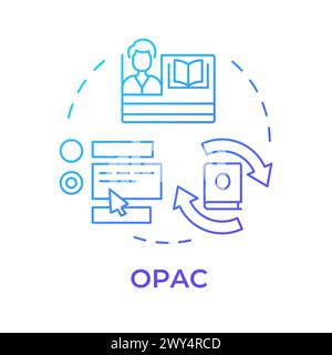 OPAC blue gradient concept icon Stock Vector