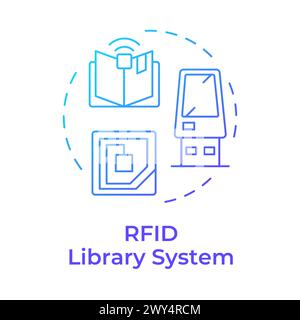 RFID library system blue gradient concept icon Stock Vector