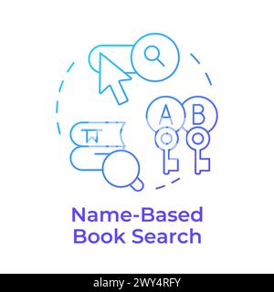 Name-based book search blue gradient concept icon Stock Vector