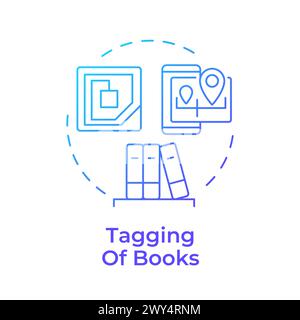 Tagging of books blue gradient concept icon Stock Vector