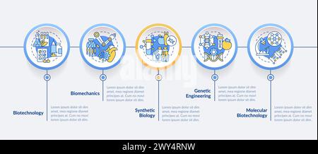 Life sciences technologies blue circle infographic template Stock Vector