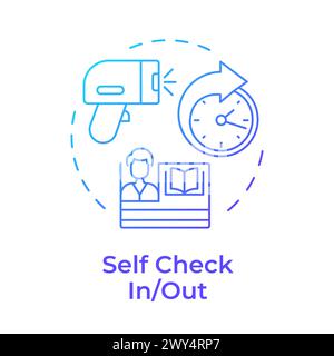 Self check in or out blue gradient concept icon Stock Vector