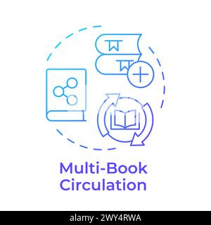 Multi-book circulation blue gradient concept icon Stock Vector