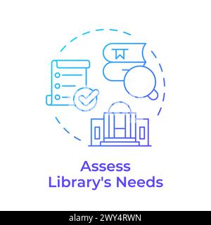 Assess library needs blue gradient concept icon Stock Vector