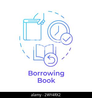 Book borrowing blue gradient concept icon Stock Vector