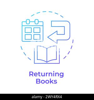 Book returning blue gradient concept icon Stock Vector