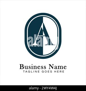 Letter A Logo in Oval shape. Alphabet A Business Icon in Round Shape Stock Vector