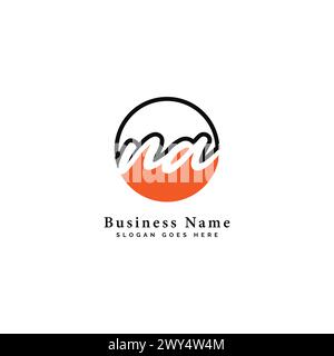 N, A, NA Initial letter handwritten, Alphabet NA signature Icon in round shape Stock Vector