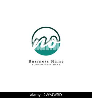N, O, NO Initial letter handwritten, Alphabet NO signature Icon in round shape Stock Vector