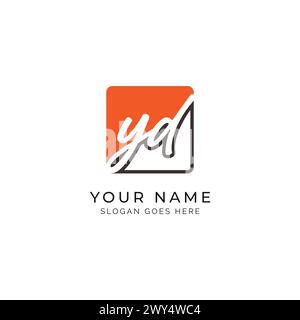 Y, D, YD Initial letter handwritten, Alphabet YD signature Icon in square shape Stock Vector