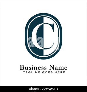 Letter C Logo in Oval shape. Alphabet C Business Icon in Round Shape Stock Vector