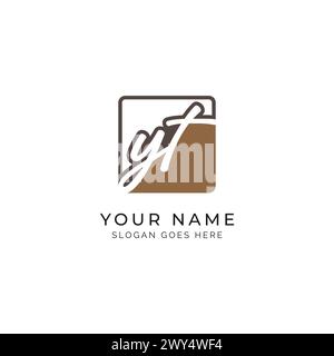 Y, T, YT Initial letter handwritten, Alphabet YT signature Icon in square shape Stock Vector