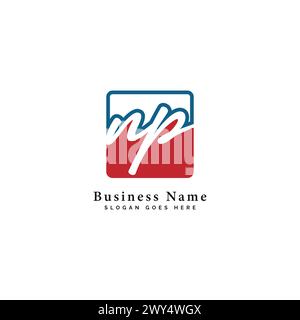 N, P, NP Initial letter handwritten, Alphabet NP signature Icon in round shape Stock Vector