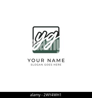 Y, G, YG Initial letter handwritten, Alphabet YG signature Icon in square shape Stock Vector