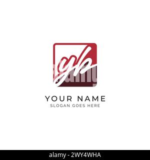 Y, B, YB Initial letter handwritten, Alphabet YB signature Icon in square shape Stock Vector