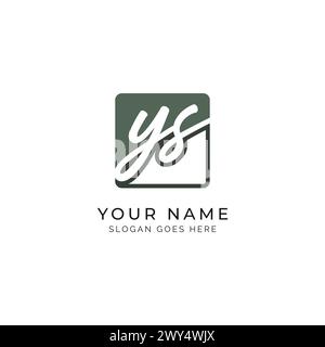 Y, S, YS Initial letter handwritten, Alphabet YS signature Icon in square shape Stock Vector