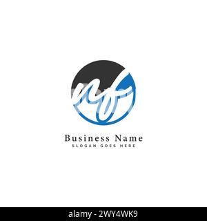 N, F, NF Initial letter handwritten, Alphabet NF signature Icon in round shape Stock Vector