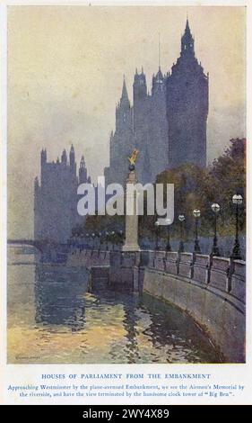 watercolour of the House of Parliament, London, circa 1927 Stock Photo