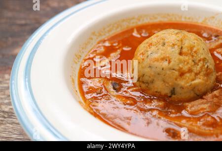 Closeup of Delicious Hungarian Goulash with Mashed Potatoes Stock Photo