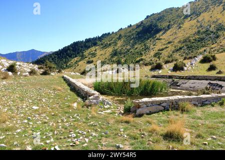 a Water basin in the middle of the Llogara National Park in Albania Stock Photo
