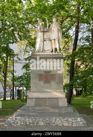 Jadwiga and Jagiello Monument, Planty, Krakow, Poland Stock Photo