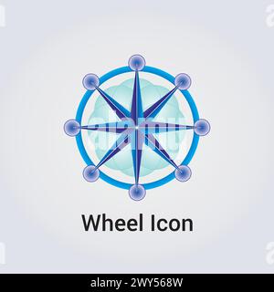 Wheel Icon Flower of Life Destiny Fate Logo Dharma Chakra Symbol Round Circle Infinity Vector Illustration Stock Vector