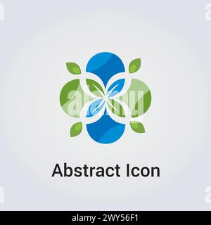 Icon Nature Foliage, Leaves and Environment Design Blue Green Colors for  Logo Green Business Ecology Recycling Gardening Stock Vector