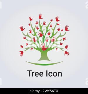 Tree and Silhouette Icon Nature Foliage, Leaves and Environment Design Blue Green Colors for  Logo Green Business Ecology Recycling Gardening Stock Vector