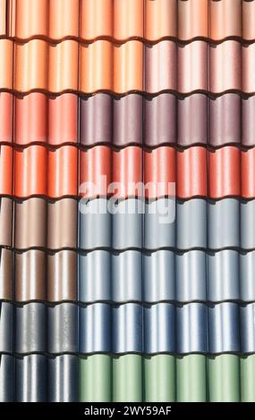 Clay multi-colored tiles for roofing  texture Stock Photo