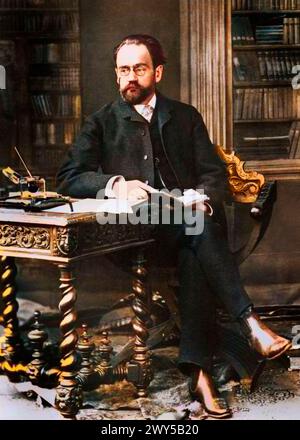 Emile Zola (1840-1902) French naturalist writer, photo after Nadar Stock Photo
