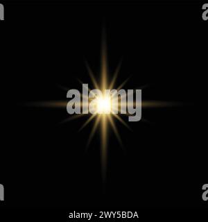 Realistic Burst of Light Isolated on Dark Background Stock Vector