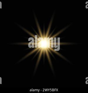 Realistic Burst of Light Isolated on Dark Background Stock Vector