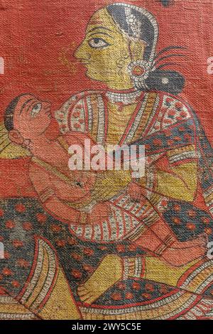 Telangana textile scroll painting, Andhra Pradesh, National Crafts Museum, New Delhi, India Stock Photo