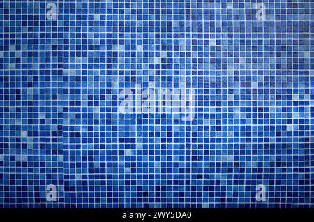 Blue pool small tiles pattern macro close up view Stock Photo