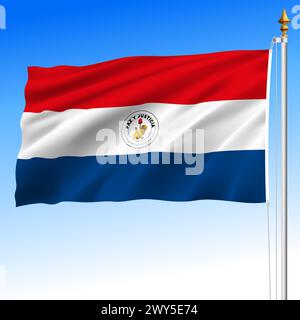 Paraguay official national flag, south america, vector illustration, back side Stock Vector
