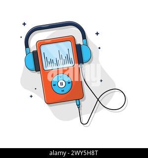 Smartphone with Headphone Vector Illustration. Listening to Audiobook or Podcast Concept Design Stock Vector