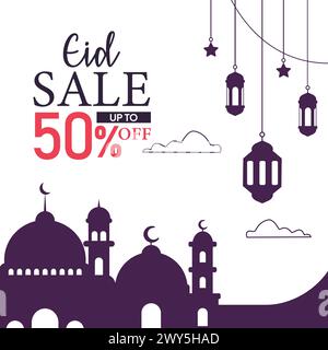 Eid Festival Special Offer Social Media Post Template. Eid Sale Concept Design Stock Vector