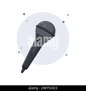 Detailed Stage Microphone Vector Illustration. Sound Recording Equipment Concept Design Stock Vector