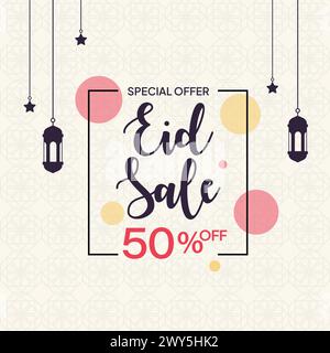 Eid Special Offer Social Media Post Template. Eid Sale Concept Design Stock Vector
