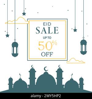 Eid Sale Social Media Post Template. Eid Special Offer Concept Design Stock Vector